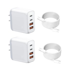 [2-Pack] USB C Wall Charger, 4-Port PD Power Adapter + QC Wall Plug Multiport Type C Charging Block Cube, A+C Charging Blocks USB-c Fast chargingCompatible with i Phone 15/14/13 (White)