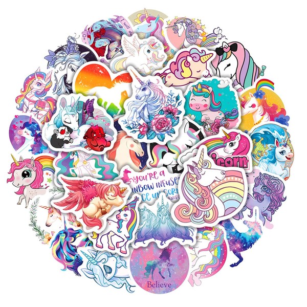 HNTR Magical Unicorn Stickers | 50 Mythical Unicorns Decals