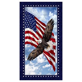 Timeless Treasures Land Of The Free 24" Patriotic Eagle Panel Multi, Fabric by the Yard