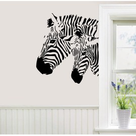 Zebra Head Wall Decal - Removable Black & White Animal Art Vinyl Sticker for Living Room, Bedroom, Office (Wildlife Theme, 15" x 17")