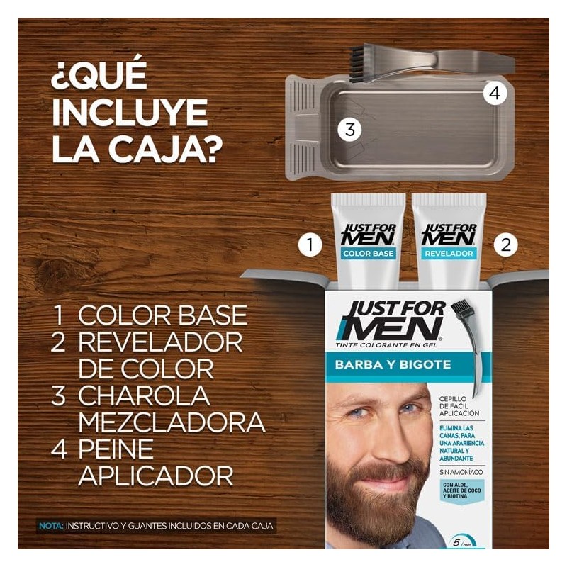 Just For Men Tinte en Gel Barba y Bigote, Castaño