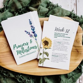 Pregnancy Prayer & Milestone Cards by Autumn & Annie, Pregnancy Gifts for First Time Moms, Weekly Pregnancy Prayer Cards for Expecting Mommy To Be, 1st Trimester Congratulations Gift