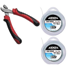 blntackle76 Top Leader Set 2 x Steel Leader by Jenzi 7 x 7 12 kg, 5 m, 20 Crimp Sleeves Pliers and Petri Heil! Sticker