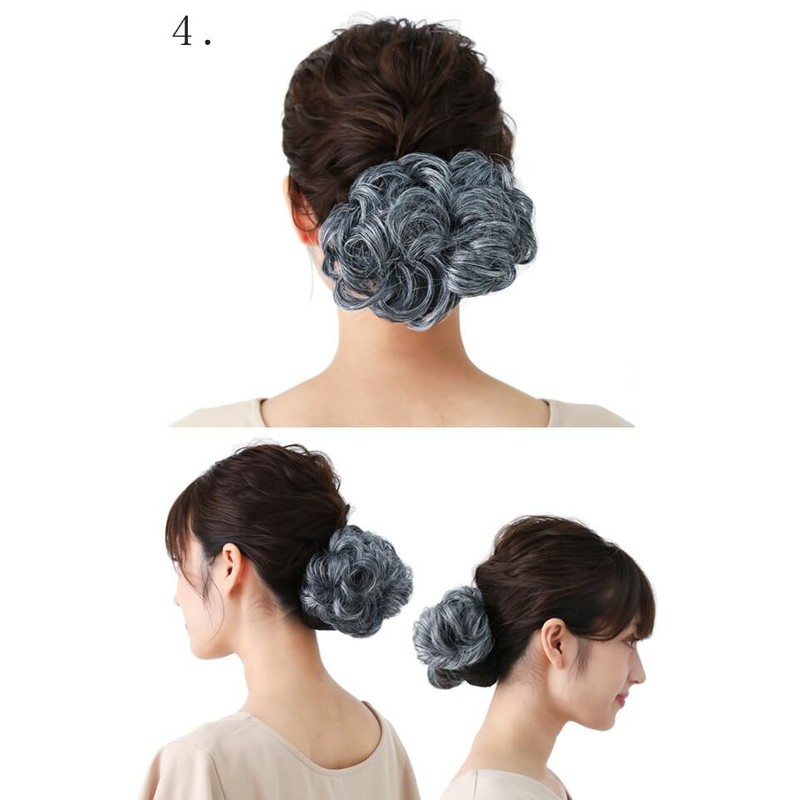 Chignon Wig Barrette with Net Cover for Bun Volume, 50%