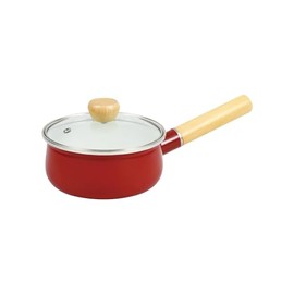 Pearl Metal HB-4893 Single Handed Pot, 5.9 inches (15 cm), Enamel, Induction Compatible, Glass Lid Included, Red, Just Size