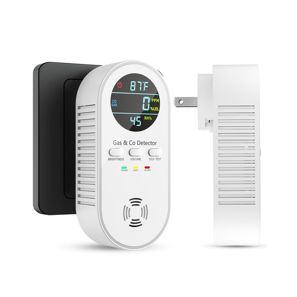 5-in-1 Carbon Monoxide Detectors, Natural Gas Leak Detector, Plug-in &