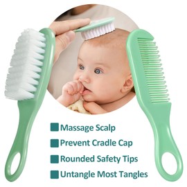 Baby Grooming Kit, Infant Safety Care Set with Hair Brush Comb Nail Clipper Nasal Aspirator,Baby Essentials Kit for Newborn Girls Boys (Green)