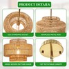 Phaosio 12.4" Boho Rattan Chandelier Hand Woven Rattan Pendant Light