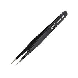 Vetus TS-12 ESD Black Anti Static Tweezers Stainless Steel Precision Tweezers for Cell Phone Motherboard Repair Tools
