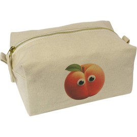 Azeeda 'Funny Peach Face' Canvas Wash Bag/Makeup Case (CS00046761)