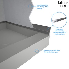 Tile Redi USA TRZF3860-BI Shower Flashing, Fits All Tile 38" x 60" Pans, Silver