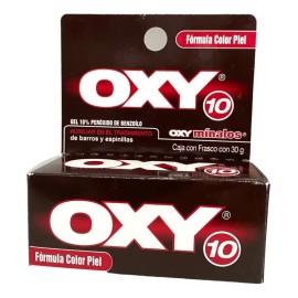 OXY Oxy 10 Gel Antiacné Color Piel 30g Benzoyl Peroxide Piel Grasa Sin Parabenos