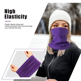 Hegcoiie Winter Loop Scarf Men and Women, Fleece Tube Scarf Neck Warmer, Neckerchief, Windproof Ski Mask Warmer for Outdoor Skiing, Motorcycle, Running, Cycling, Purple