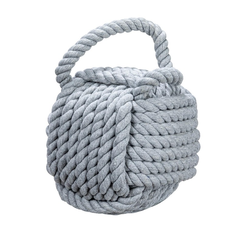 Nautical Rope Knot Decorative Cotton Door Stop, Grey