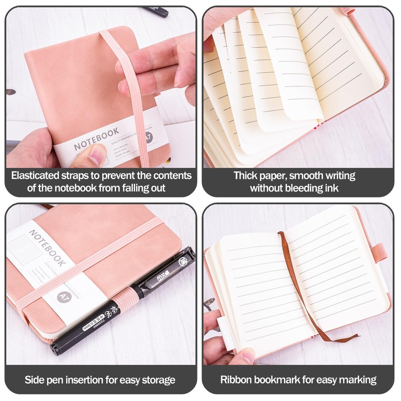 5pcs Pocket Notebook A7, Small Mini Notepad with Pens, Small