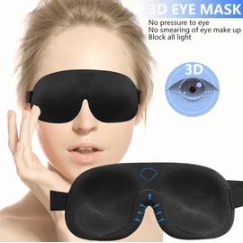 RINGSUN 2-Pack Sleep Mask with Earplug, No Pressure Eye Mask for Sleeping, Memory Foam Sleep Masks for Men Women Relaxing Night Eyeshade Travel Nap, Black