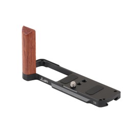 FocusFoto L-Shaped Wooden Handle Grip Quick Release Plate for Panasonic Lumix S9 Camera - Retro-Styled Handgrip, Arca Swiss Compatible Tripod Mount, Aluminum Alloy Baseplate (Black)