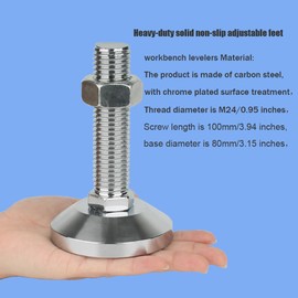 WUEIBUZUDAO Heavy Duty Leveler Leg, Machine Leveling feet3.15 Dia. Base, Leg Leveler M24Thread, 6600 Lb Capacity,Capacity for Workbench, Machine, Cabinet (D80xM24x100,2 Pack,Silvery)