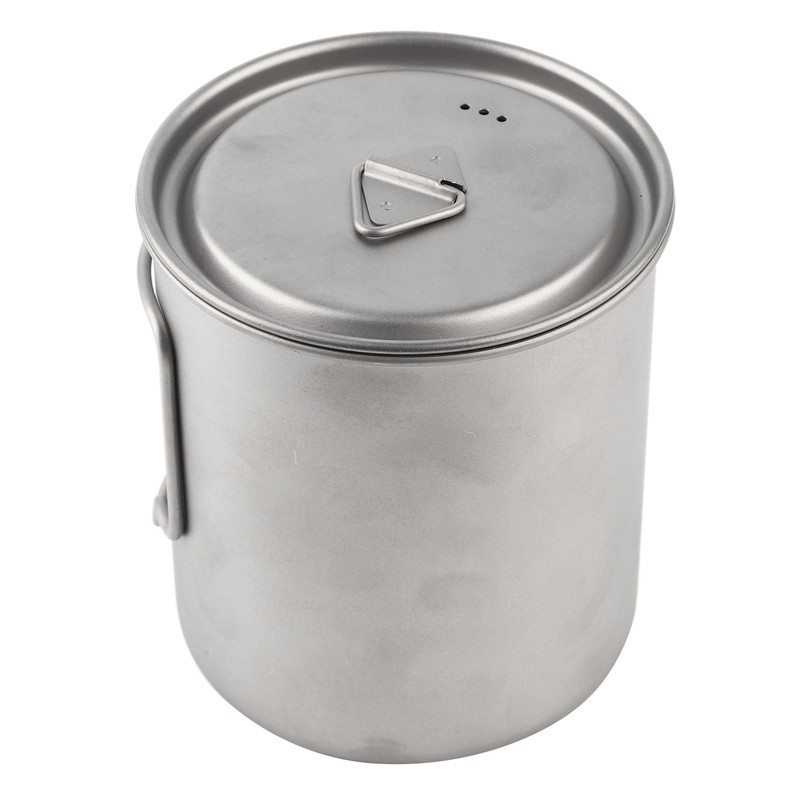 Outdoor Drinking Cup with Foldable Handle Titanium Mug with Lid