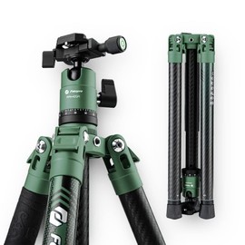 Fotopro 62 Inch Carbon Fiber Tripod for Camera Ultralight Travel Camera Tripod Max Loads Up 22lbs X-Aircross 3 Green