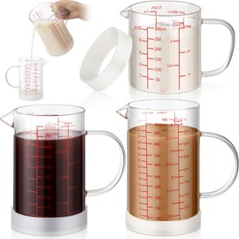 Lallisa 3 Piece Set Glass Measuring Cup High Borosilicate Glass Liquid Measuring Cups with Handle and Spout, 1.25/2/4-cup Capacity,3 Scales (Oz, Cup, Ml) for Kitchen Restaurant