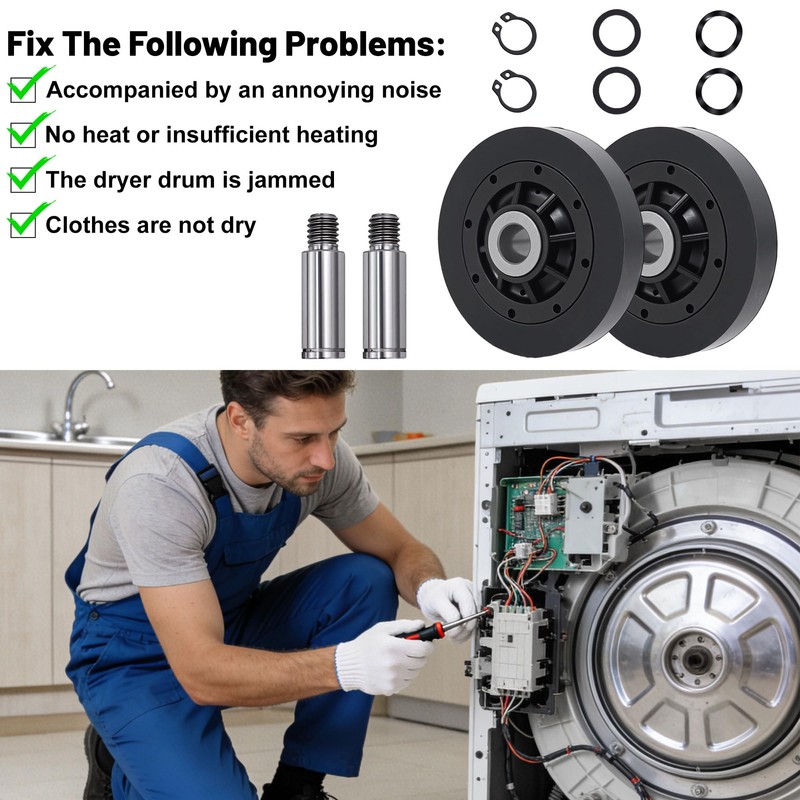 RB170002 AP5186795 Dryer Drum Support Roller Kit Compatible with S-Q