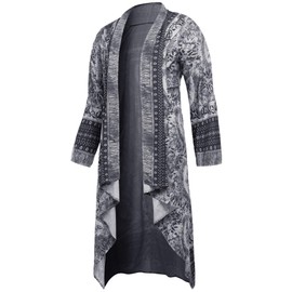 RAGEMALL Men Long Cardigan Lightweight Kimono Robe Loose Casual Open Front Ruffle Shawl Collar Drape Cape Vintage Cloak Outwear Light Grey S