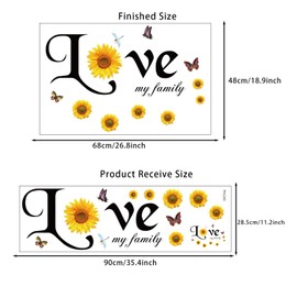 astylishome Flower Wall Stickers Sunflower Decals Yellow Flowers Garden Floral Art Peel and Stick Removable Stickers Bedroom Living Room TV Background Walls Decor 0710