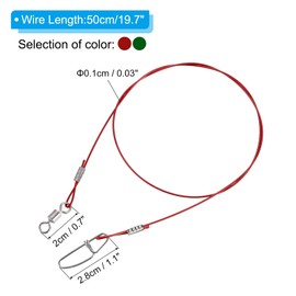 PATIKIL 19.7" Fishing Leader Wire 30 Pack Fishing Trace Lure Leader Line Stainless Steel High Strength Fishing Wire Line for Salt Water and Freshwater Green Red