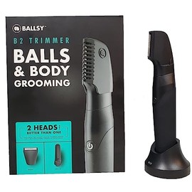 Ballsy B2 Groin & Body Trimmer for Men, Includes 2 Quick Change Heads, Waterproof, Cordless Charging Base for The Ultimate Close Shave