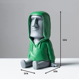 ZKSYLSM ZKSYLSM Moai Statue Phone Holder Easter Island Moyai Figurine for Home Office Desk Tabletop Decor C Modern Resin Grey Sculpture in Green Outfit C 5.5" Tall