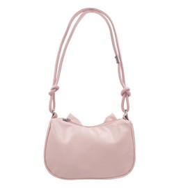 AMPOSSTO Bow Crossbody Bag for Women Girls Fashion Shoulder Bag Pearl Chain Handbag Pink