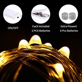 Lyhope Battery Fairy Lights, 12 Pack 7.2ft Battery Operated String Lights 20 LED Ultra Thin Copper Wire Christmas Decorative Lights for DIY Home,Vase,Jar,Valentine,Holiday,Party(Warm White)
