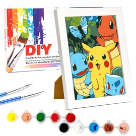 LAISU Paint by Numbers for Adults, Children, Beginners, 18 x 24 cm, Paint by Numbers Set with Wooden Frame, Canvas, Brushes and Acrylic Paints, DIY Painting Kit for Boys and Girls from 6 Years