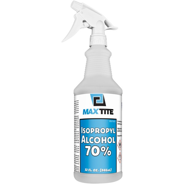 MaxTite 70% Isopropyl Alcohol (32 fl oz) - Includes Heavy-Duty Spray Nozzle - Made in USA