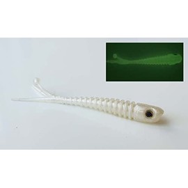 FISHIN ADDICT Micro NANO-FRY curly split tail fishing lures 1.5'' (38mm) 0.35g drop shot pack of 10 (PEARLY GLOW UV)