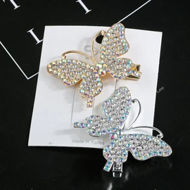 Bartosi Clips para el pelo con diseño de mariposa, brillantes, pasador para el pelo, accesorios para el pelo para mujeres y niñas, paquete de 2