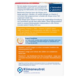 Doppelherz Vitamin C 1000 - High Dose Dietary Supplement Tablets with Vitamin C and D to Support The Immune System And Protect Cells - 1 x 30 Tablets