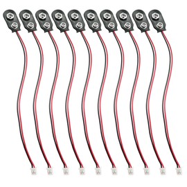 ZYAMY 10PCS 9V Battery Clip to 2 Pin PH2.0 Connector Cable Battery Clip Connector Type I Battery Clip with 5.9 Inch Leads Hard Clip Plastic Shell Eco Friendly Copper Wire Copper Battery Clip