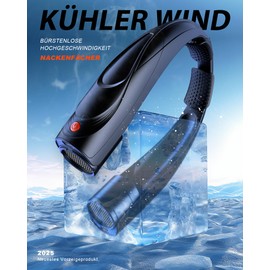 Tomatofrydan Neck Fan, 6000 mAh Portable Personal Fan, 6 Speeds, Neck Fan, Portable with 360° Cooling Airflow, Hands-Free, Personal USB Fan (Black)