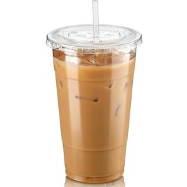 [100 pack] 24 oz transparent plastic cup with flat lid, disposable iced coffee cup, smoothie cup, suitable for parties, lemon water racks, cold drinks, juices, milkshakes, bubble boba, tea - Color: 9 oz