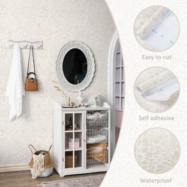 Heroad Peel and Stick Wallpaper Contact Paper Modern Wall Paper Boho Floral Removable Beige Self Adhesive Wallpaper for Bedroom Living Room Walls Bathroom Waterproof Vinyl Roll 17.3''x78.7''