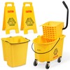 PLASTIC PRINCE 35-Quart Yellow Side-Press Mop Bucket and Wringer Combo