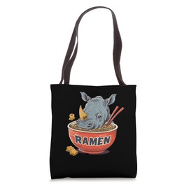Rhino Ramen Bowl Japanese Noodles Artwork Rhino Noodle Art Tote Bag