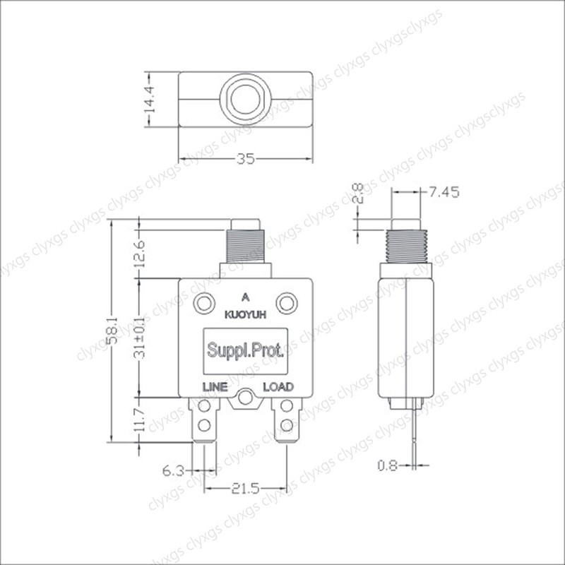 Clyxgs 98-15A Overload Protector, 15Amp Push Button Manual Reset Circuit