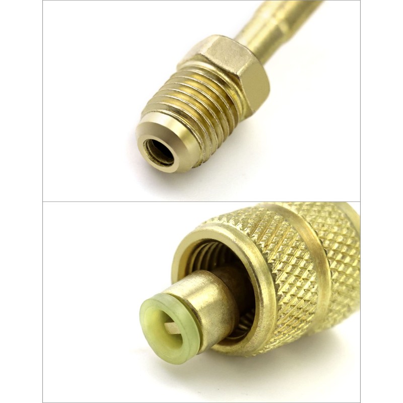 QWORK® 2 pieces R410a adapter, brass, 5/16 inch quick coupling