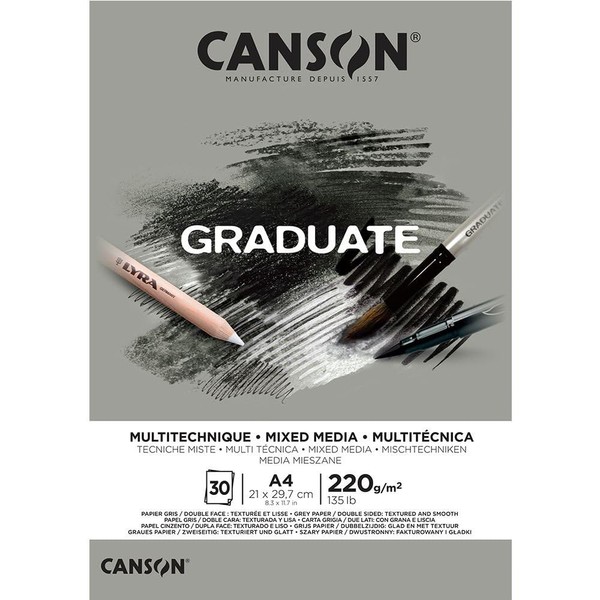 CANSON Graduate Mixed Media 200gsm A4 Paper, Double Sided: Grained
