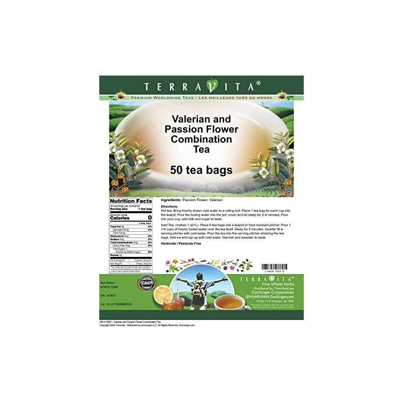 Valerian and Passion Flower Combination Tea (50 tea bags, ZIN: