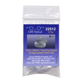 GMS Optical Tear Drop Shaped Slide-in Air Bag Soft Silicone Nose Pads for Glasses, Sunglasses, and Eye Wear - 12mm (10 Pair)