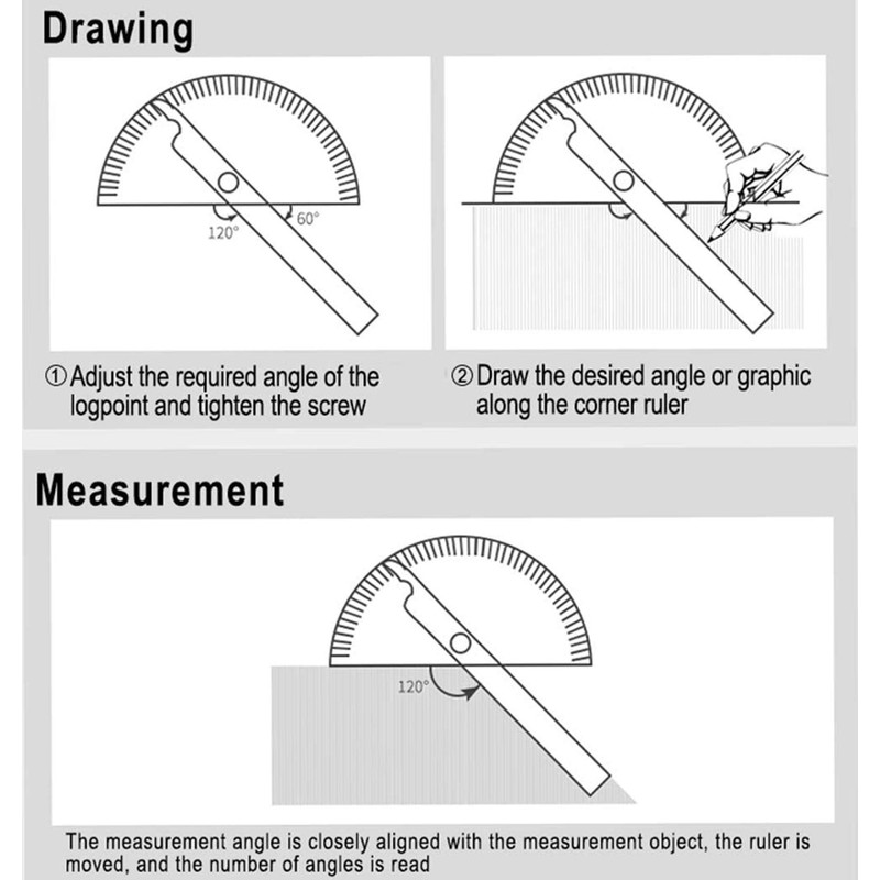 Nortools 0-180° Round Head Protractor - Angle Finder Craftsman Ruler